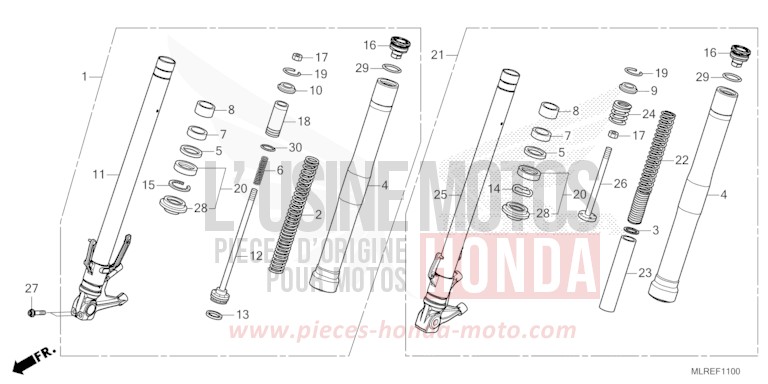 GABEL, VORNE von Hornet 500 GRAPHITE BLACK (NHB01) von 2026